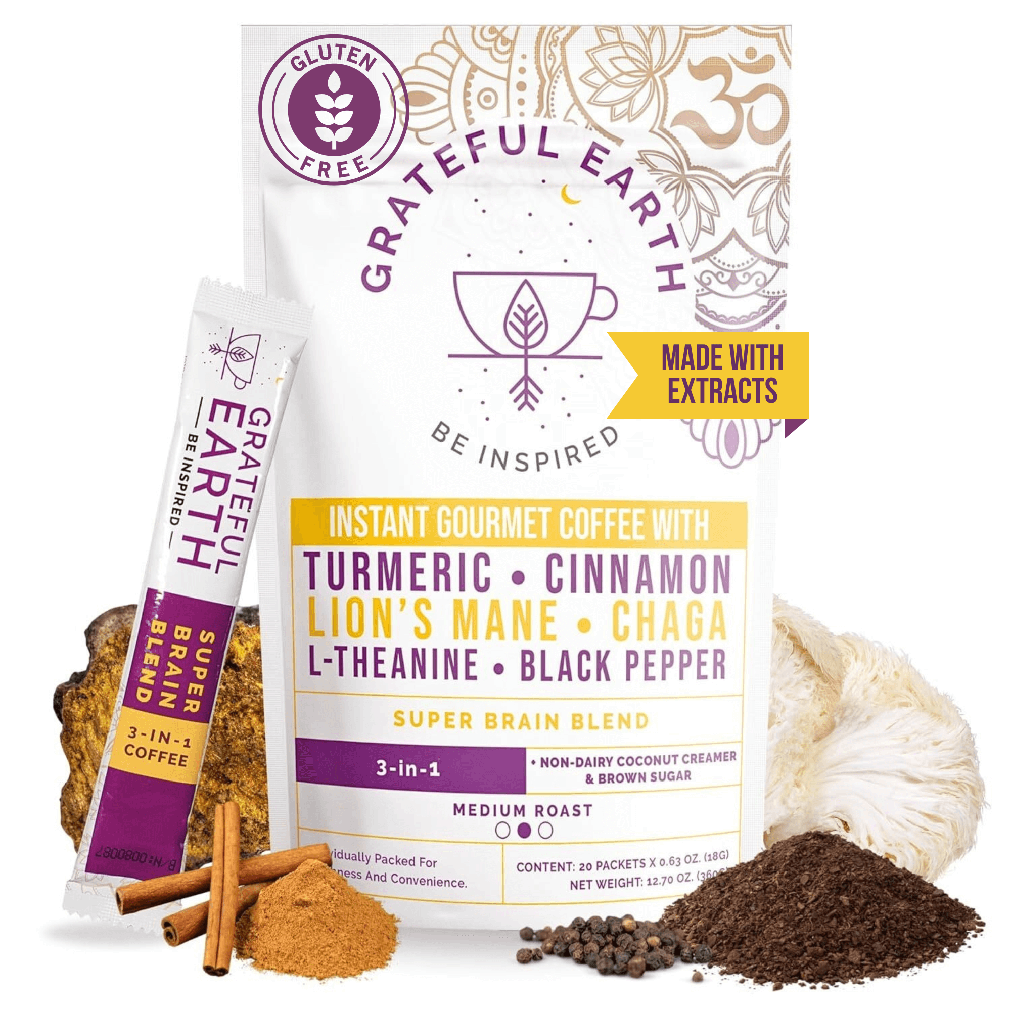Medium Roast Mushroom Coffee | Super Brain Blend | 6 Nootropics