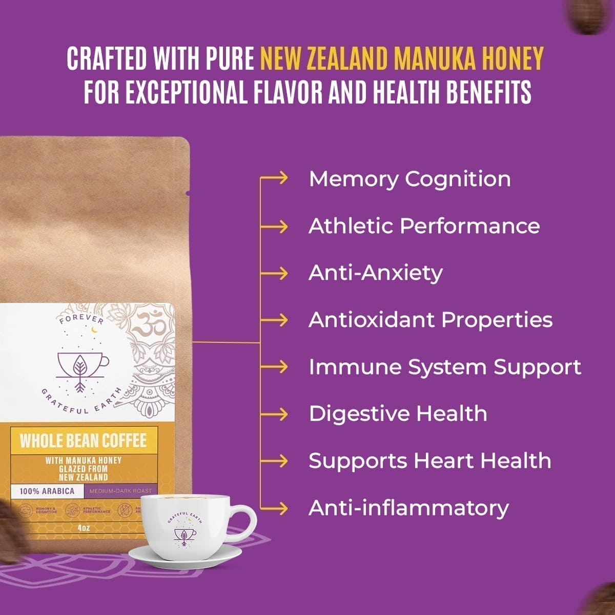 Manuka Honey Coffee, the Sweetest Morning Pick-Me-Up 4oz